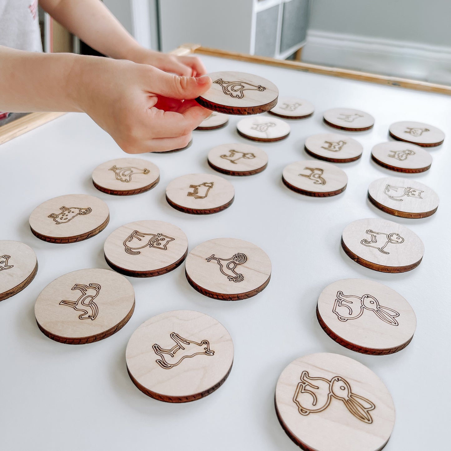 Jeu de mémoire ferme en bois