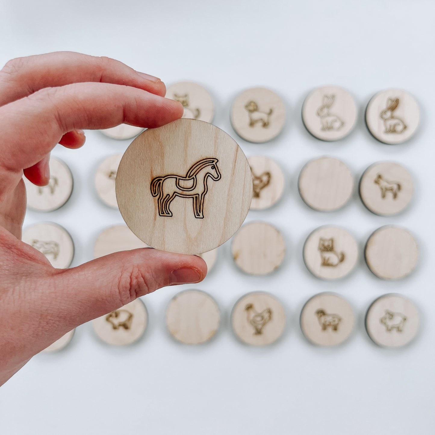 Jeu de mémoire ferme en bois